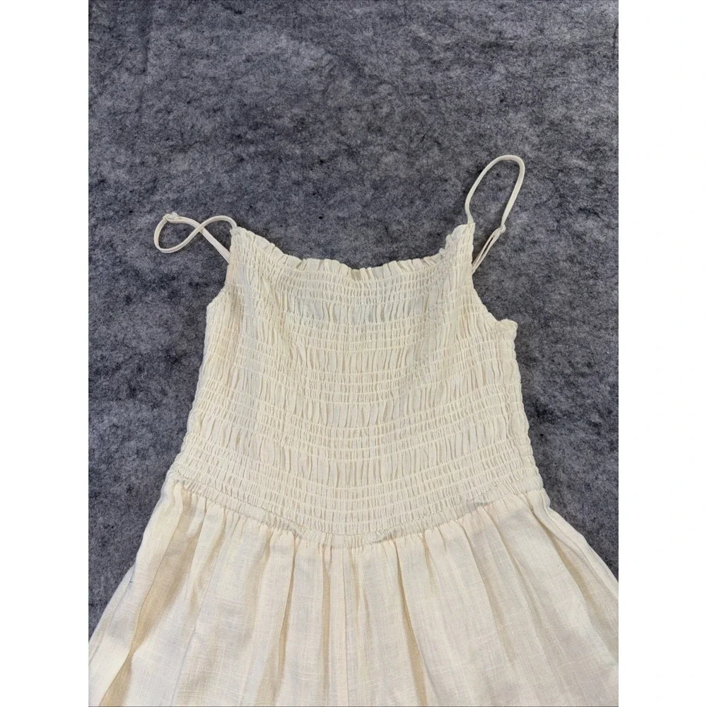 H&M Linen Jumpsuit Women's Medium Pale Yellow Resortwear Wide Leg‎ Minimalist
